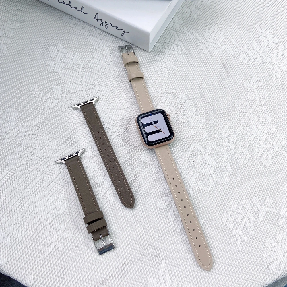 Ремешок из натуральной кожи для iwatch se7 6 5 4 3 2 1 браслет Apple watch 38/42 мм 44 40 звено