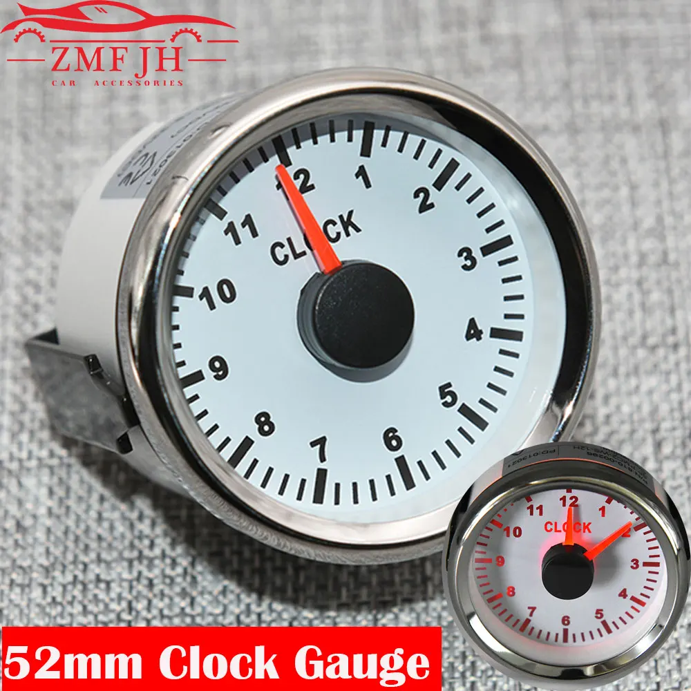 

52mm Clock Gauge 0-12Hours Clock Meter Red Backlight Hour Meter for Car Boat Marine Yacht Instrument Show Clock Meters 9-32V