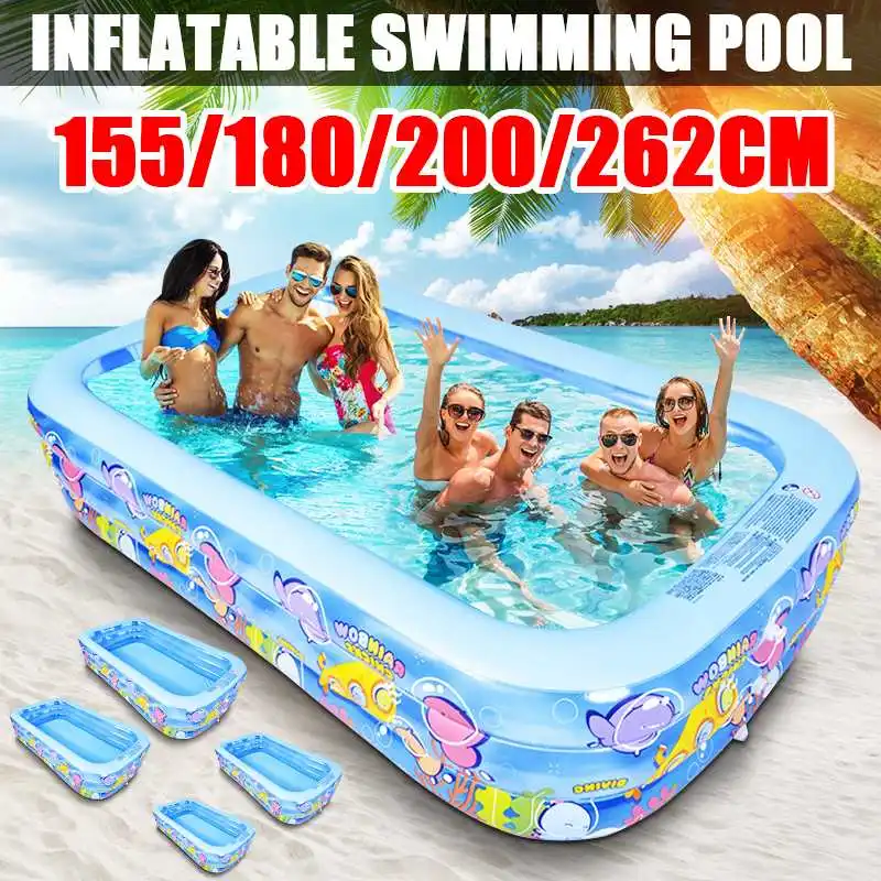 Rectangular Inflatable Swimming Pool Outdoor Fun Kids Bathing Tub Family Paddling Pool 125/155/180/200/262 CM
Rectangular Inflatable Swimming Pool Outdoor Fun Kids Bathing Tub Family Paddling Pool 125/155/180/200/262 CM