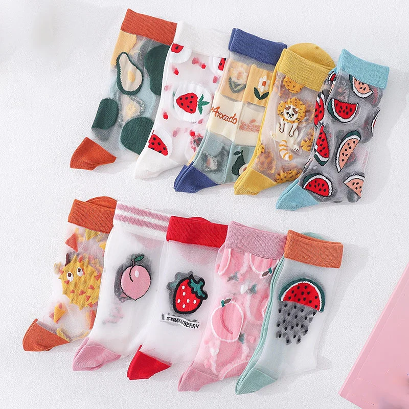 1Pair Japanese Korea Style Socks Women's Casual Creative Transparent Silk Trend Fruit Print Ultrathin Glass Silk Socks
1Pair Japanese Korea Style Socks Women's Casual Creative Transparent Silk Trend Fruit Print Ultrathin Glass Silk Socks
