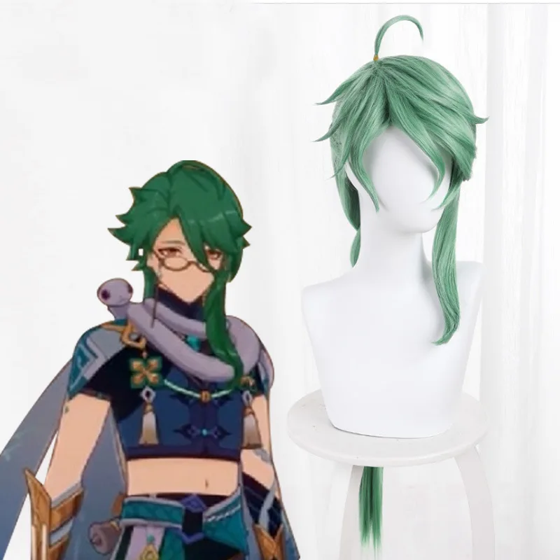 

Genshin Impact BaiZhu Cosplay Wig Unisex 100cm Long Green Wig Cosplay Anime Cosplay Wigs Heat Resistant Synthetic Wigs Halloween