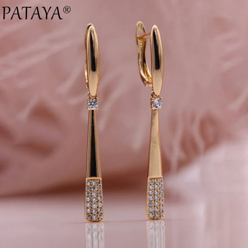 PATAYA New 585 Rose Gold Color Natural Zircon Women Earrings Wedding Gift Fashion Jewelry Glossy Square Long Dangle Earrings
PATAYA New 585 Rose Gold Color Natural Zircon Women Earrings Wedding Gift Fashion Jewelry Glossy Square Long Dangle Earrings