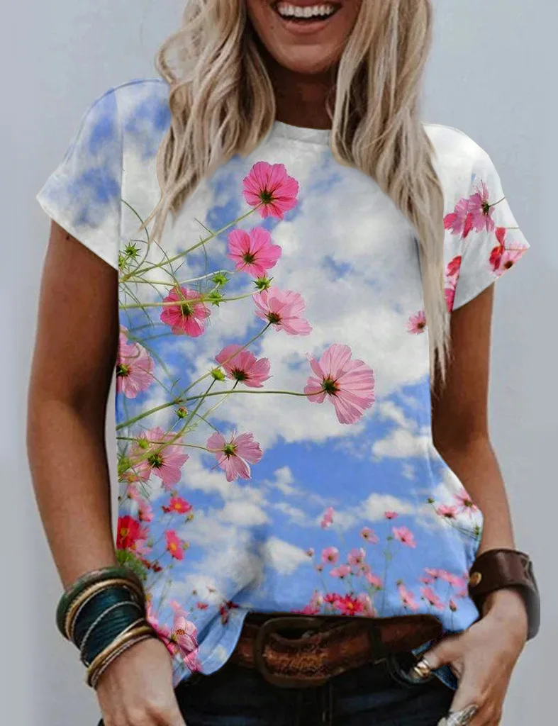 2021 Summer Women's Clothing Casual Harajuku Floral Print O Neck Short Sleeve Tee T Shirt Loose Plus Size Tops
2021 Summer Women's Clothing Casual Harajuku Floral Print O Neck Short Sleeve Tee T Shirt Loose Plus Size Tops