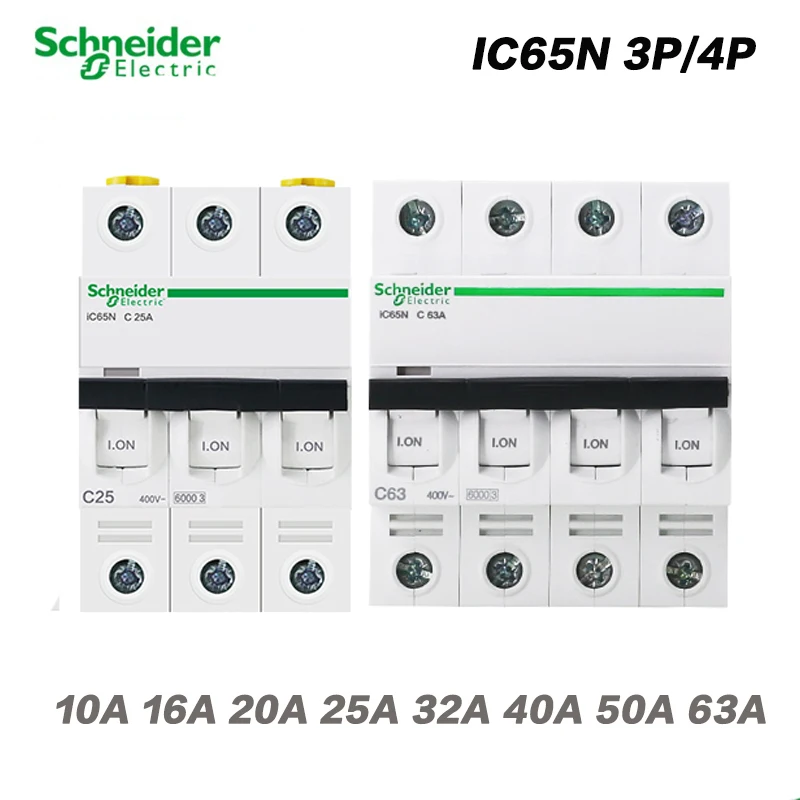 

Schneider All Series MCB IC65N 3P/4P 10A 16A 20A 25A 32A 40A 50A 63A Circuit breaker Air switch Small Household circuit breaker