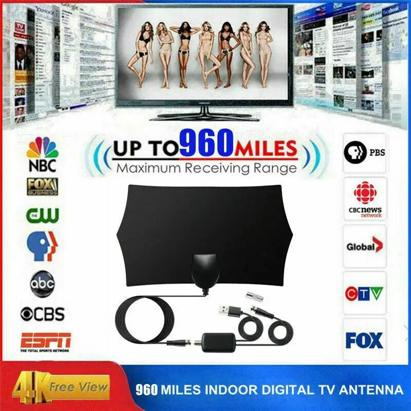 BEESCLOVER 960 Миля Диапазон антенны ТВ цифровой HD Skywire 4K HD tv 1080P Крытый с усилителем r20
BEESCLOVER 960 Миля Диапазон антенны ТВ цифровой HD Skywire 4K HD tv 1080P Крытый с усилителем r20