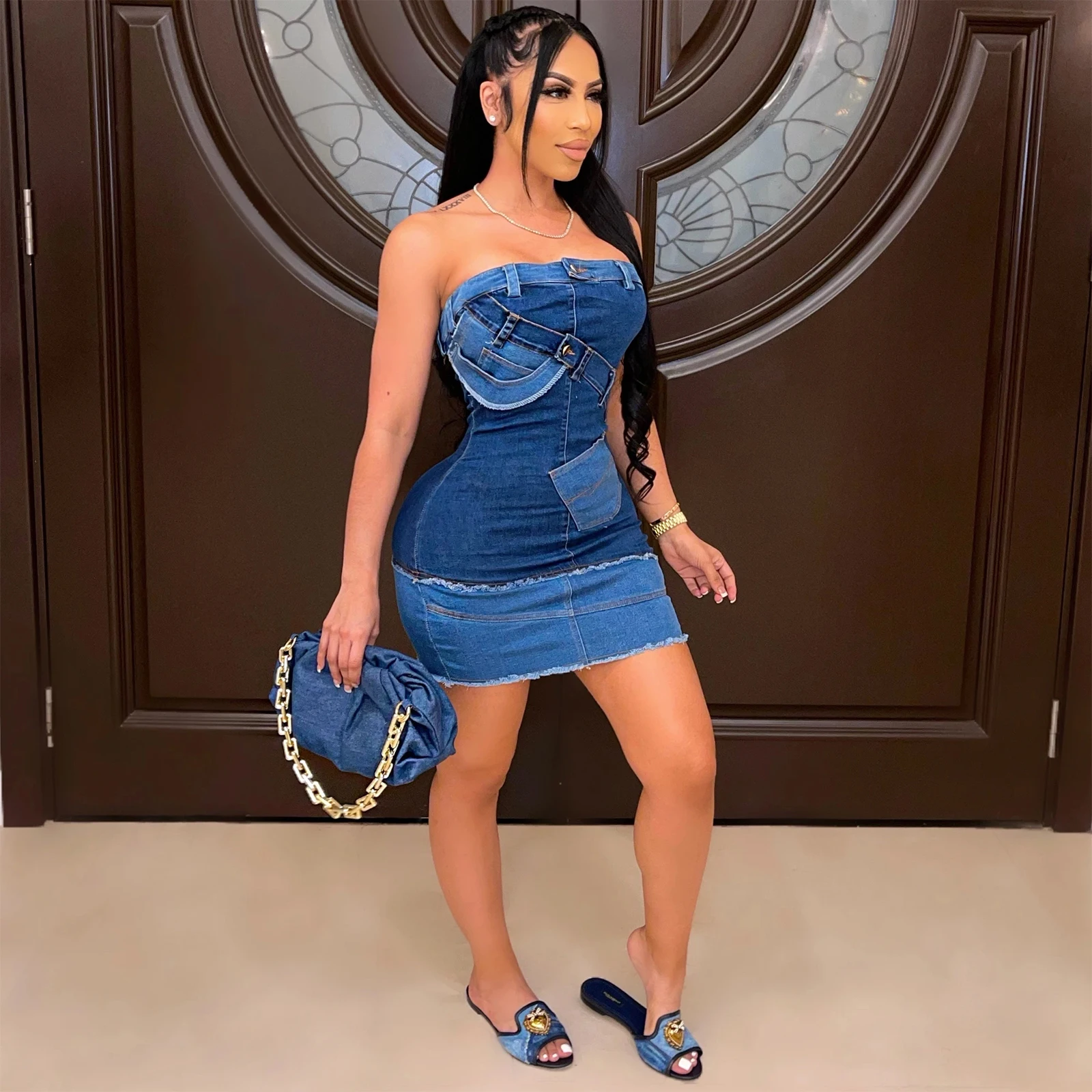 Dourbesty Strapless Denim Bodycon Dress Short Party Summer Sleeveless Multicolor Jeans Dresses Skinny Party Club Wear 2021 New
Dourbesty Strapless Denim Bodycon Dress Short Party Summer Sleeveless Multicolor Jeans Dresses Skinny Party Club Wear 2021 New