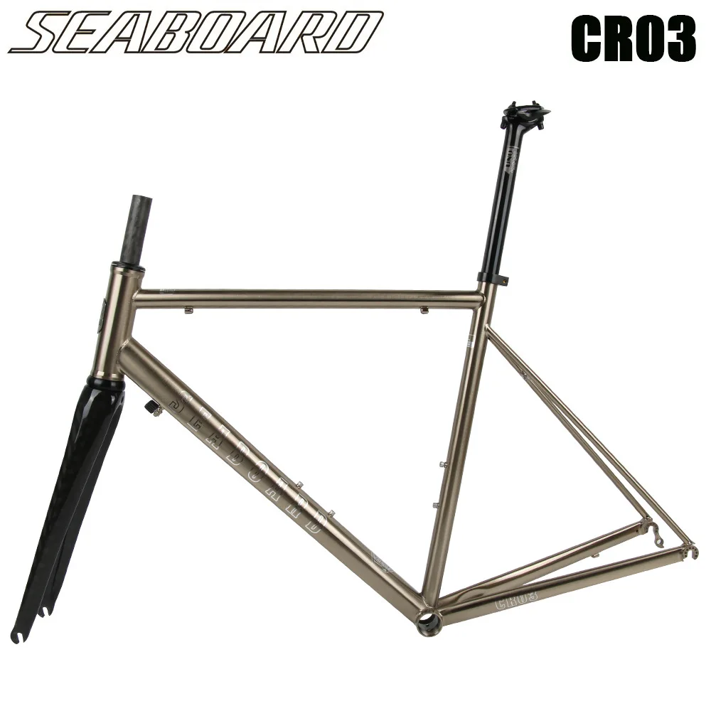 Seaboard CR03 Road Frame Brushed Silver Steel Frame 4130 Seamless Heat Treated Carbon Fiber Fork
Seaboard CR03 Road Frame Brushed Silver Steel Frame 4130 Seamless Heat Treated Carbon Fiber Fork