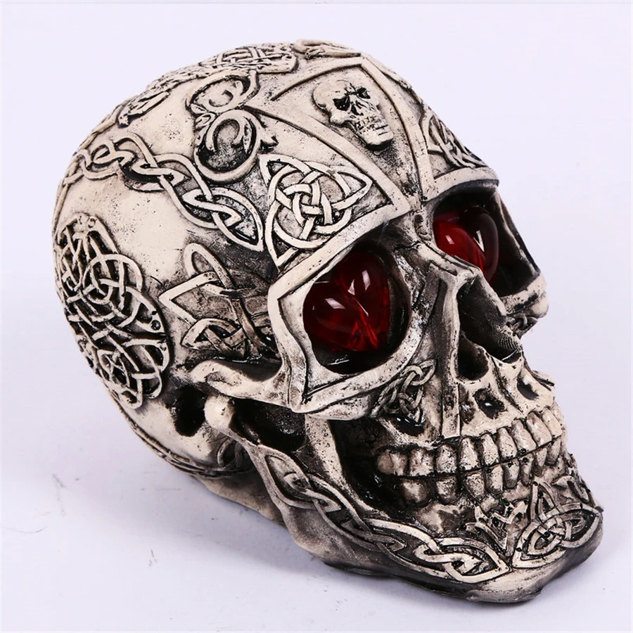 2 Pcs Halloween Decorations Skeleton Skull with Glowing Eyes Horror Ghost Sculpture Skeleton Head Trick-playing Decoration 
2 Pcs Halloween Decorations Skeleton Skull with Glowing Eyes Horror Ghost Sculpture Skeleton Head Trick-playing Decoration