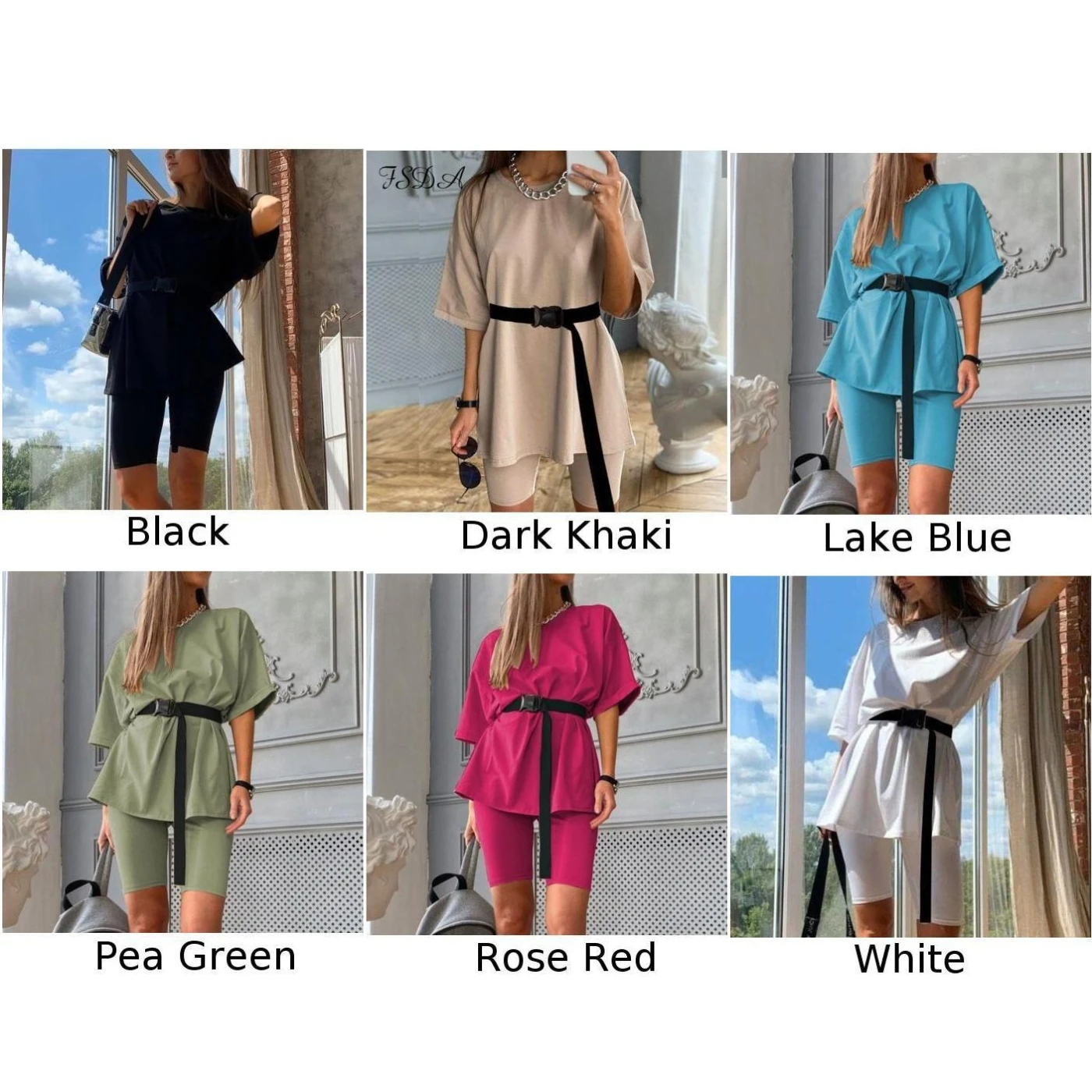 2PCS Women Summer Casual Loose Short Sleeve Top Tee T-Shirt Blouse+Biker Shorts Pure Color Stretchy Slim Belt Sets Clothes Girl
2PCS Women Summer Casual Loose Short Sleeve Top Tee T-Shirt Blouse+Biker Shorts Pure Color Stretchy Slim Belt Sets Clothes Girl