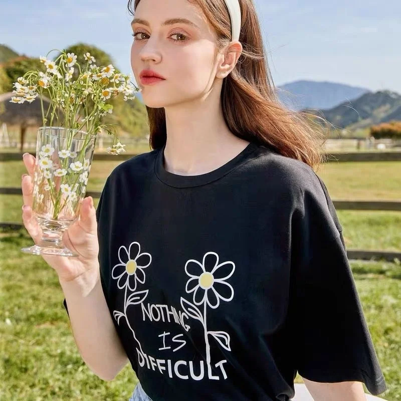 Starqueen-JBH Nothing Is Difficult Flower Daisy Fashion Letters Women Tshirt Cotton Casual Funny T Shirt For Lady Yong Girl Tee
Starqueen-JBH Nothing Is Difficult Flower Daisy Fashion Letters Women Tshirt Cotton Casual Funny T Shirt For Lady Yong Girl Tee