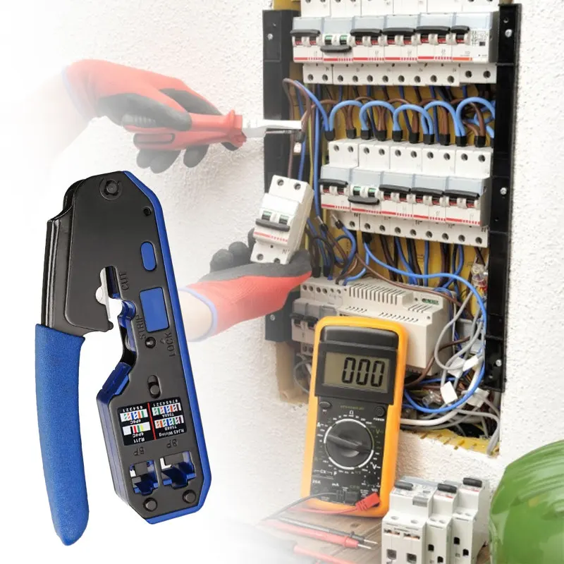 Rj45 Tool Network Crimper Cable Stripping Plier Stripper for Rj45 Cat6 Cat5E Cat5 Rj11 Rj12 Connector Ethernet Cable Cutter
Rj45 Tool Network Crimper Cable Stripping Plier Stripper for Rj45 Cat6 Cat5E Cat5 Rj11 Rj12 Connector Ethernet Cable Cutter
