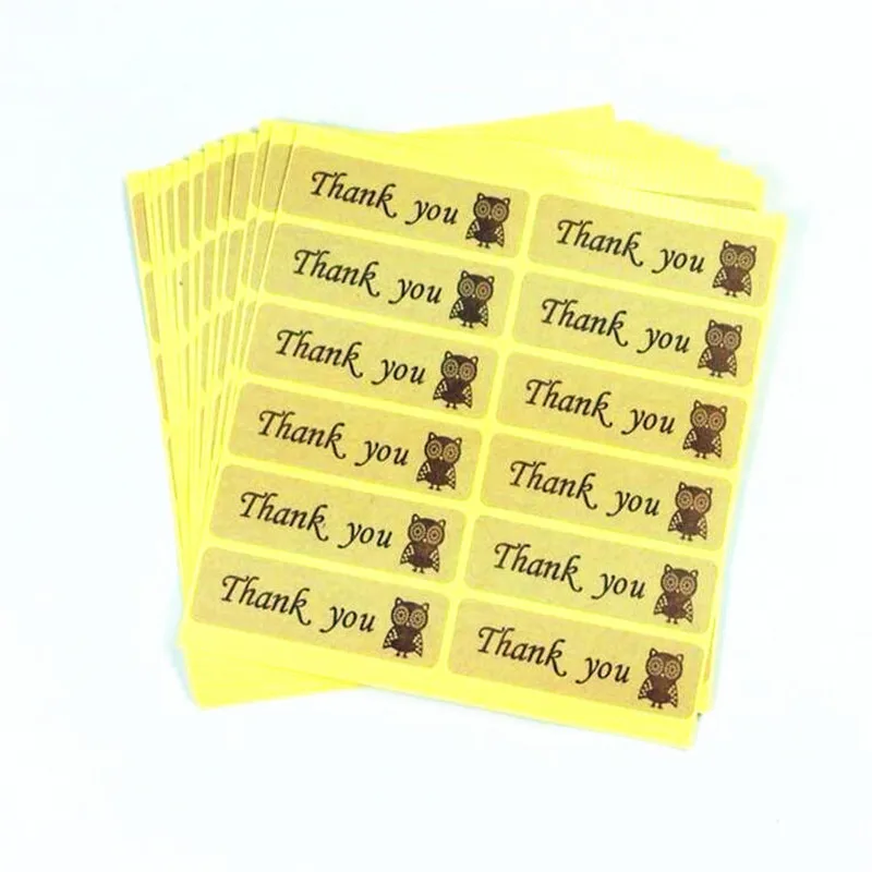 

120 Pcs/lot Thank You Owl Sticker Kraft Label Sticker DIY For Gift Cake Baking Sealing Scrapbooking Labels Stickers