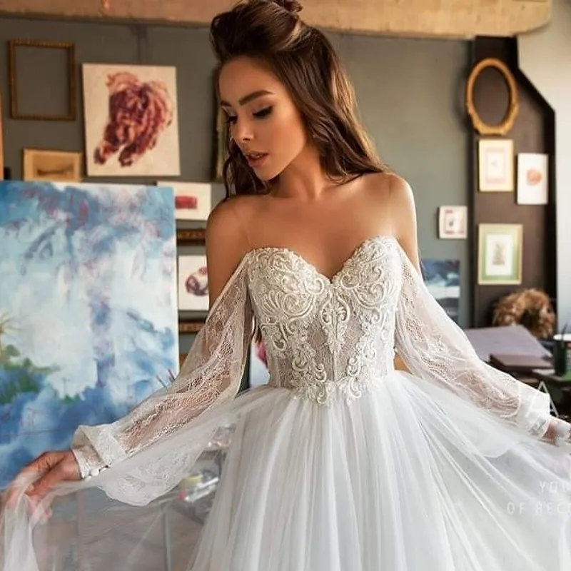 Elegant Bohemia Lace Beach Wedding Dress 2020 Long Sleeve Off The Shoulder Boho Wedding Bridal Gowns Robe De Mariee
Elegant Bohemia Lace Beach Wedding Dress 2020 Long Sleeve Off The Shoulder Boho Wedding Bridal Gowns Robe De Mariee