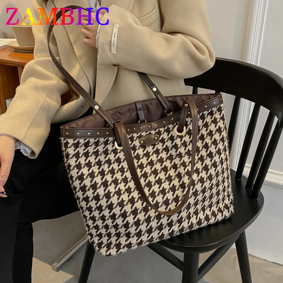 Designer Women Shopping Bag Large Capacity Shoulder Bags for Women Fashion Houndstooth Tote Bags High Quality Ladies Handbag Sac
Designer Women Shopping Bag Large Capacity Shoulder Bags for Women Fashion Houndstooth Tote Bags High Quality Ladies Handbag Sac