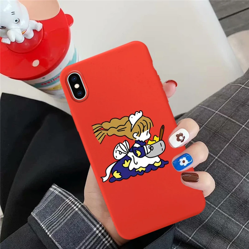 GYKZ мультяшный аниме девушка подгоняемый чехол для iPhone XS MAX XR X 7 8 6 6s Plus Kawaii утка