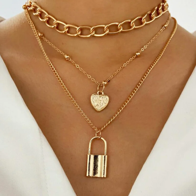 New stainless steel chains punk padlock necklaces women multilayer choker metal padlock chains goth jewelry costume accessory
New stainless steel chains punk padlock necklaces women multilayer choker metal padlock chains goth jewelry costume accessory