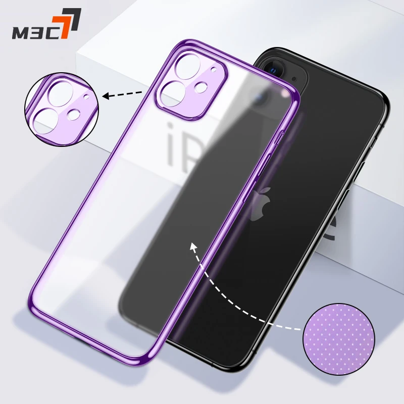 M3C квадратный Прозрачный матовый чехол из ТПУ для телефона iPhone 12 11 Pro Max Mini XS XR X 8 7