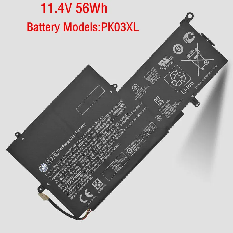 Аккумуляторная батарея PK03XL для HP Spectre X360 13-11,4 13-4003DX 13-4006TU 4000-005 4810A, 789116 в, 56 Втч 
Аккумуляторная батарея PK03XL для HP Spectre X360 13-11,4 13-4003DX 13-4006TU 4000-005 4810A, 789116 в, 56 Втч