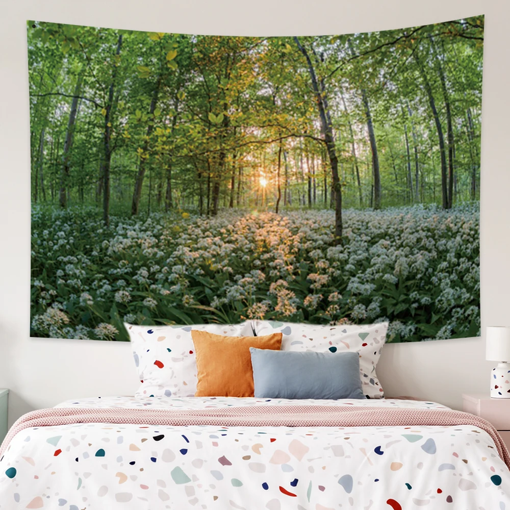 Laeacco Sunshine Forest Flowers Tapestry Beautiful Scenery Wall Hanging Boheme Home Living Room Carpet Cloth Background Wall 
Laeacco Sunshine Forest Flowers Tapestry Beautiful Scenery Wall Hanging Boheme Home Living Room Carpet Cloth Background Wall