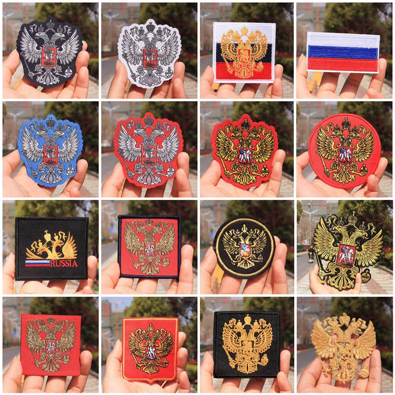 

Different styles of Russian Flag National Emblem Patches Iron On Thin Coat Eagle Embroidery Clothing Accessories Biker Patches