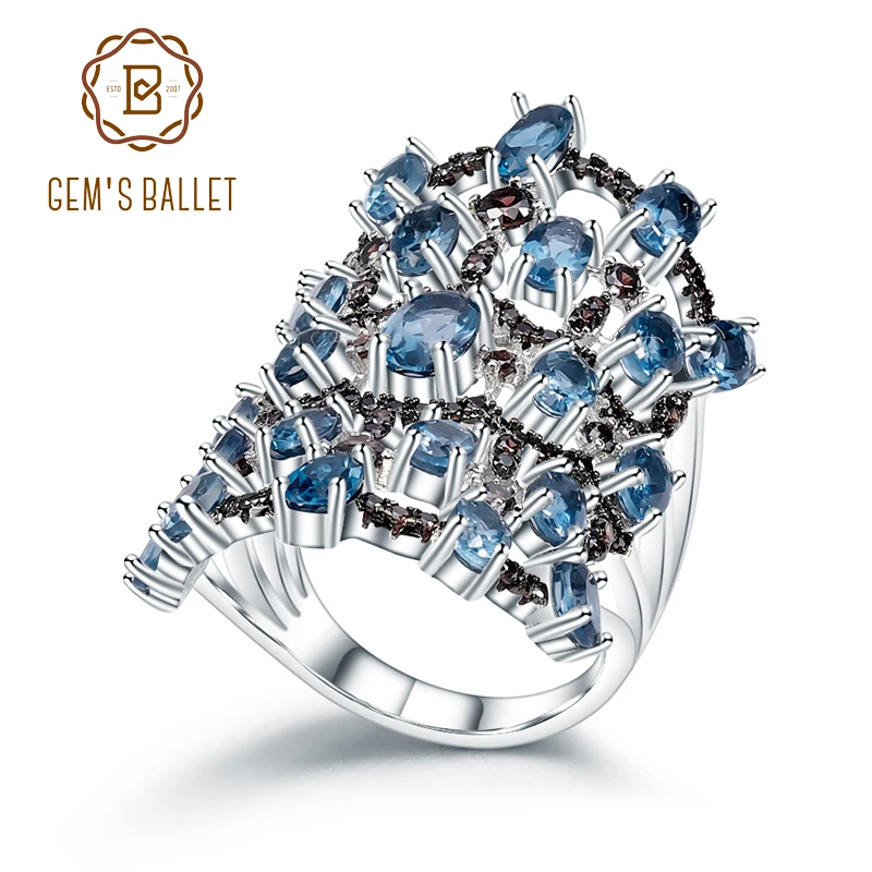 GEM'S BALLET 7.59Ct Natural London Blue Topaz Birthstone Rings 925 Sterling Silver Vintage Finger Ring For Women Fine Jewelry
GEM'S BALLET 7.59Ct Natural London Blue Topaz Birthstone Rings 925 Sterling Silver Vintage Finger Ring For Women Fine Jewelry