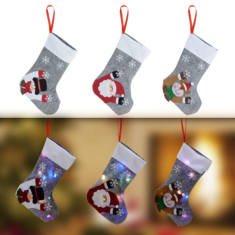 Christmas Stockings Socks Led Light Up Santa Claus Snowman Elk Bear Printing Xmas Candy Gift Bag Fireplace Xmas Tree Decoration
Christmas Stockings Socks Led Light Up Santa Claus Snowman Elk Bear Printing Xmas Candy Gift Bag Fireplace Xmas Tree Decoration