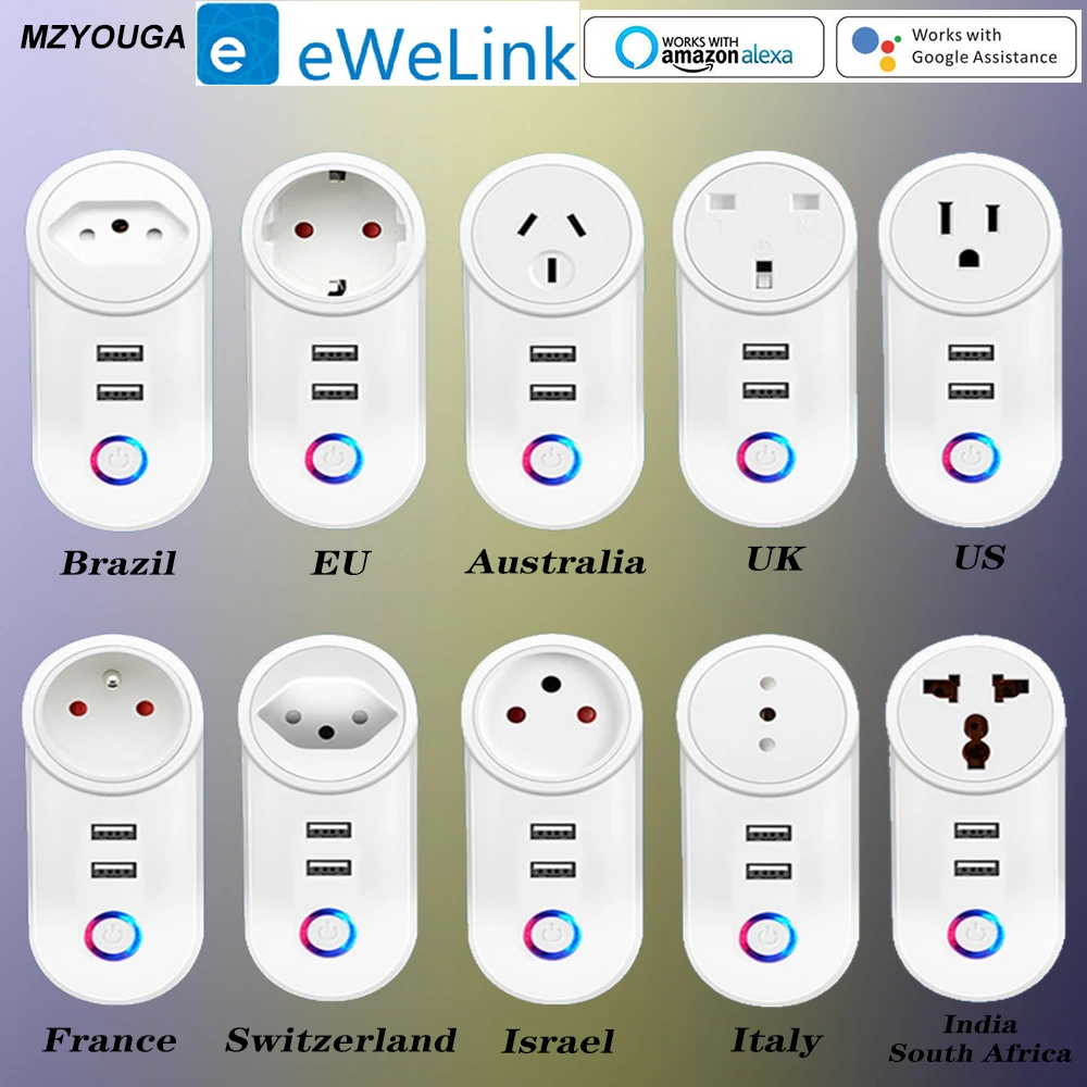 EWelink USB Wifi смарт штепсельная вилка стандарта ЕС США Великобритании Израиль BR AU