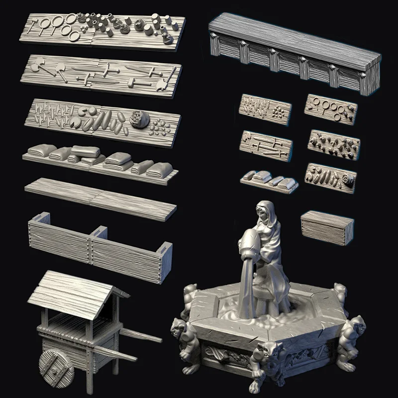 Трехмерные модели TRPG lock dungeons town village starter set II, Миниатюрные модели для игр bbg, территория таверны, рынок
Трехмерные модели TRPG lock dungeons town village starter set II, Миниатюрные модели для игр bbg, территория таверны, рынок