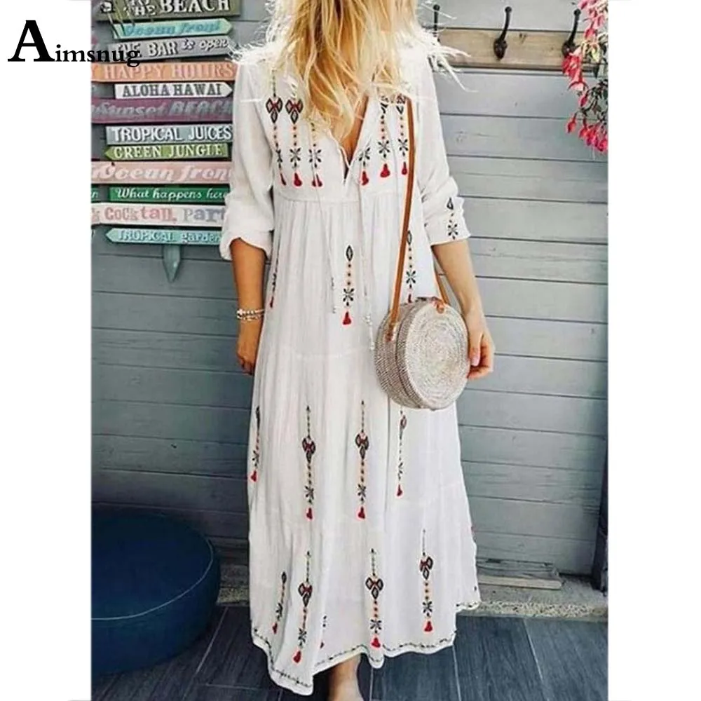 Plus Size Boho Flower Print Sweet Dress For Women Leisure Three Quarter Sleeve Party Dress 2021 Summer Long Maxi Dresses Femme
Plus Size Boho Flower Print Sweet Dress For Women Leisure Three Quarter Sleeve Party Dress 2021 Summer Long Maxi Dresses Femme