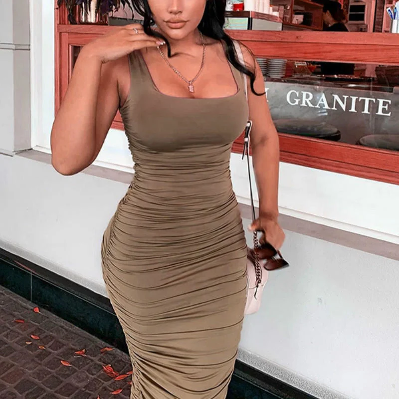 Ladies Summer Women Bandage Party Club Dresses Female Pleated Vestido Strapless Sleeveless Backless Solid Bodycon
Ladies Summer Women Bandage Party Club Dresses Female Pleated Vestido Strapless Sleeveless Backless Solid Bodycon