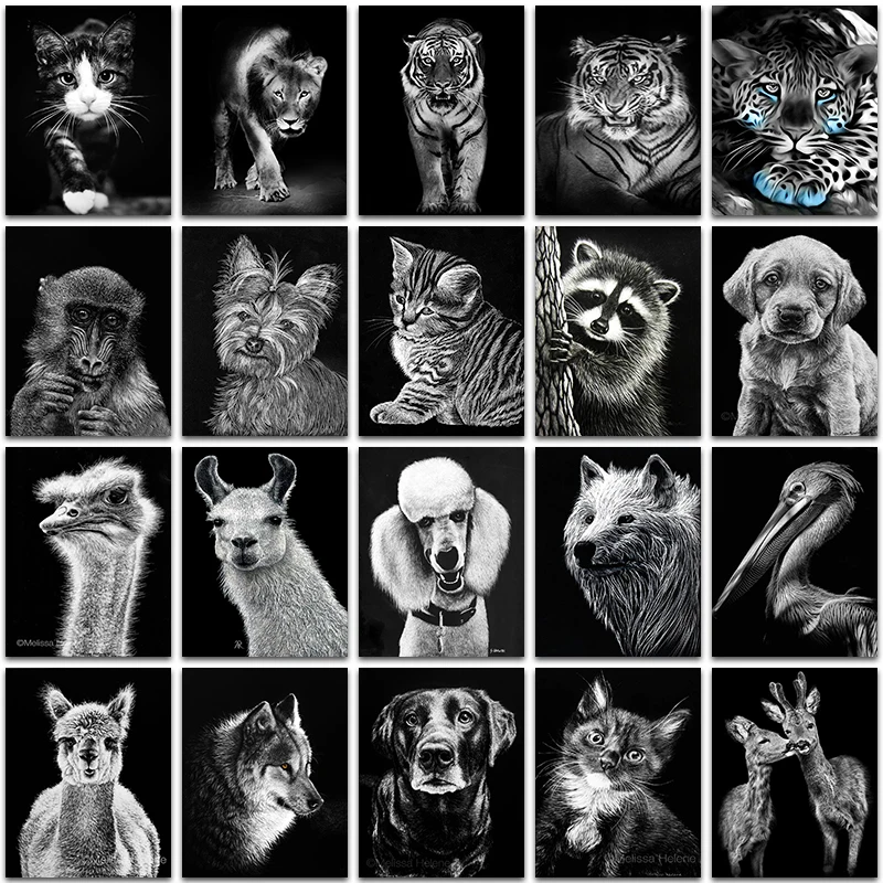 

5D алмазная живопись «сделай сам», темное животное, собака, кот, Лев, тигр, Страус, енот, полная вышивка, мозаика, вышивка крестиком