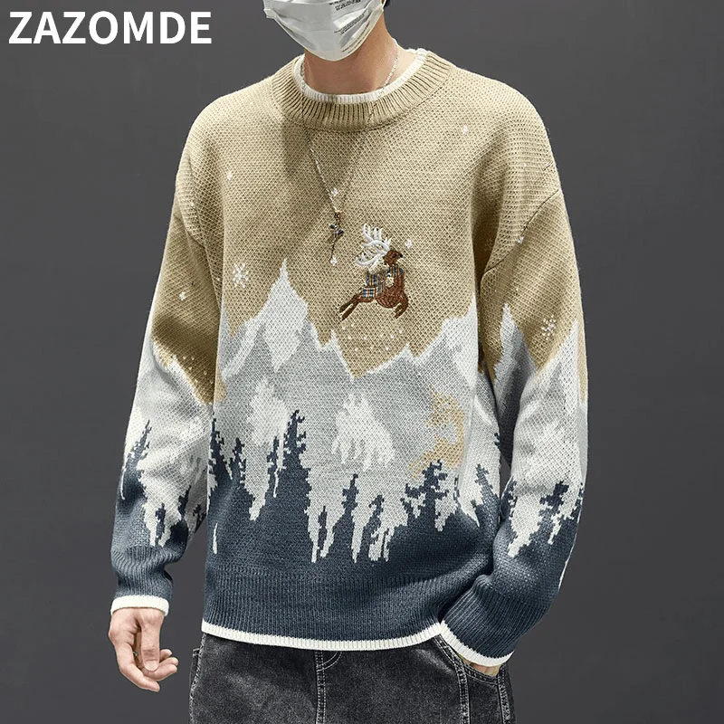 Autumn And Winter Knitted Sweater Men's Retro Round Neck Pullover Sweater Harajuku Chinese Mountains Great Wall Print Sweaters
Autumn And Winter Knitted Sweater Men's Retro Round Neck Pullover Sweater Harajuku Chinese Mountains Great Wall Print Sweaters