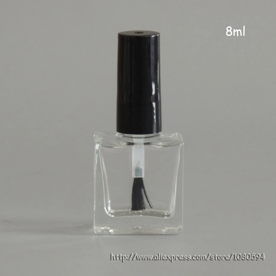100 шт./лот 8-10 мл пустая квадратная стеклянная бутылка для лака ногтей в УФ черном и