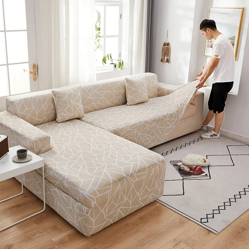 

Домашний защитный чехол для дивана с геометрическим принтом, эластичное покрытие для 1-4 места