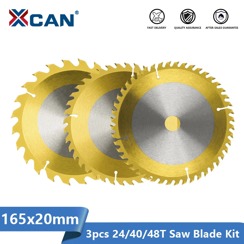 XCAN резьба по дереву Дикс 3 шт. 165x20 м до 24 месяцев, 40т, 48T TCT пильный диск комплект Титан покрытием Лезвие дисковой пилы
XCAN резьба по дереву Дикс 3 шт. 165x20 м до 24 месяцев, 40т, 48T TCT пильный диск комплект Титан покрытием Лезвие дисковой пилы