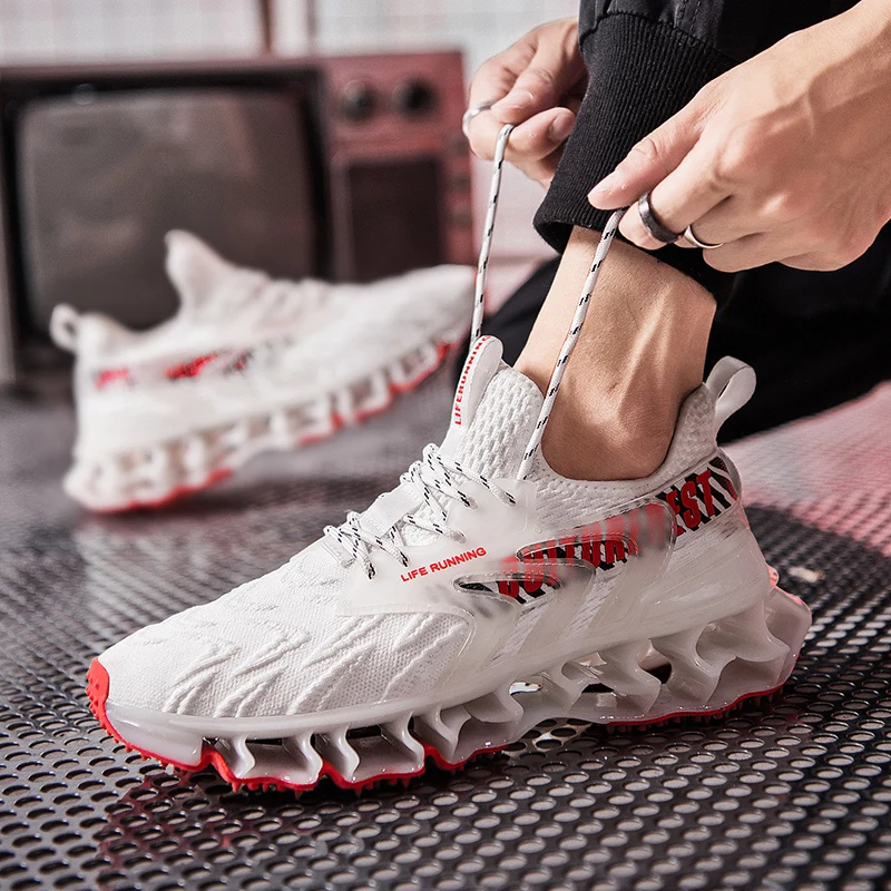 Men Running Shoes New Design Light Weight Men's Blade Sneakers male Reflection Shock Absorption Jogging Shoes Gym fitness Shoes