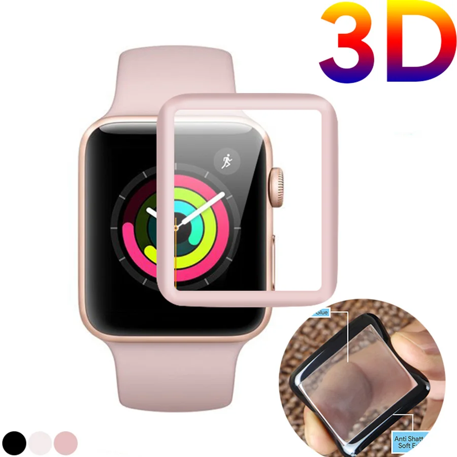 Закаленное 3d стекло с закругленными краями для iWatch пленка защиты экрана полное