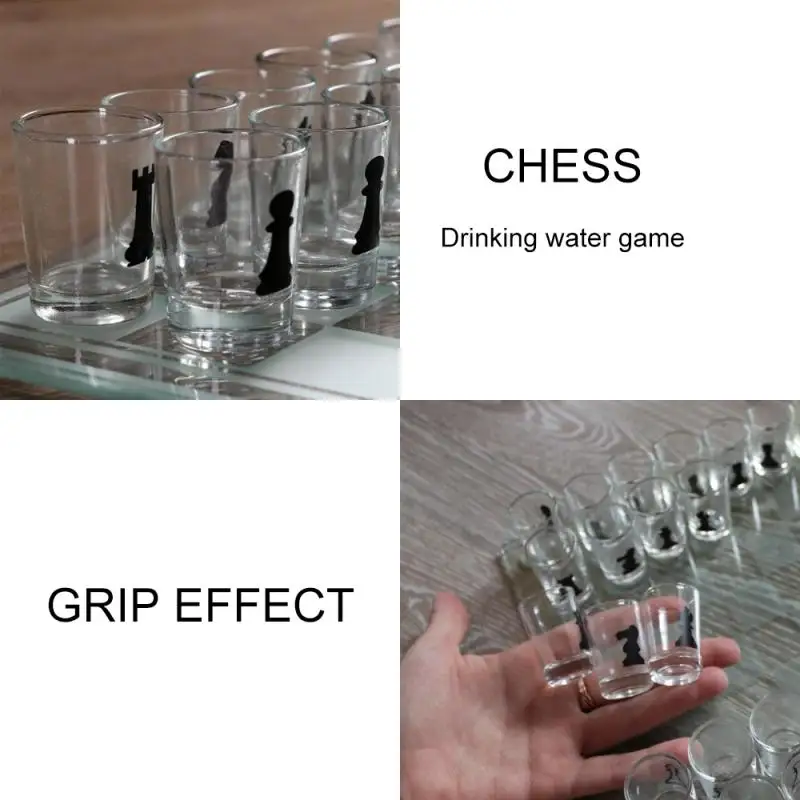Glass Chess Set Drinking Game Set (10" X 10") With Plastic Shot Glasses (1.5") And Glass Game Board - Drunken Chess 
Glass Chess Set Drinking Game Set (10" X 10") With Plastic Shot Glasses (1.5") And Glass Game Board - Drunken Chess