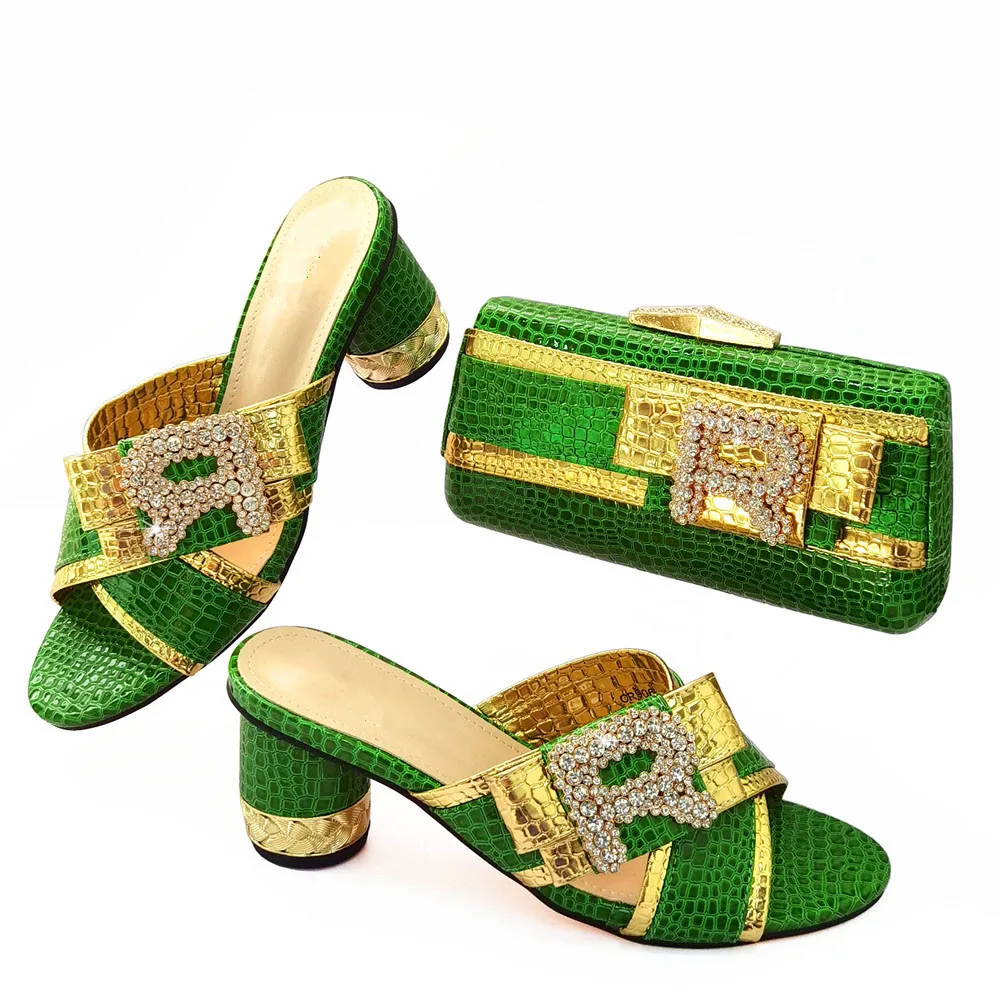 

Doershow Высококачественная женская обувь и сумки в африканском стиле, новейшая зеленая итальянская модель для вечерние! SMN1-28