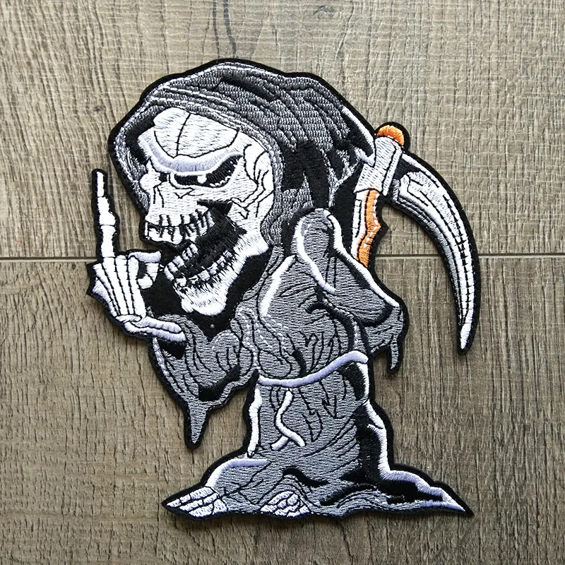 Cartoon Grim Reaper Skull Embroidered Patches for Clothing Iron on Clothes Motorcycle Biker Appliques Badge Stripes Stickers Diy
Cartoon Grim Reaper Skull Embroidered Patches for Clothing Iron on Clothes Motorcycle Biker Appliques Badge Stripes Stickers Diy