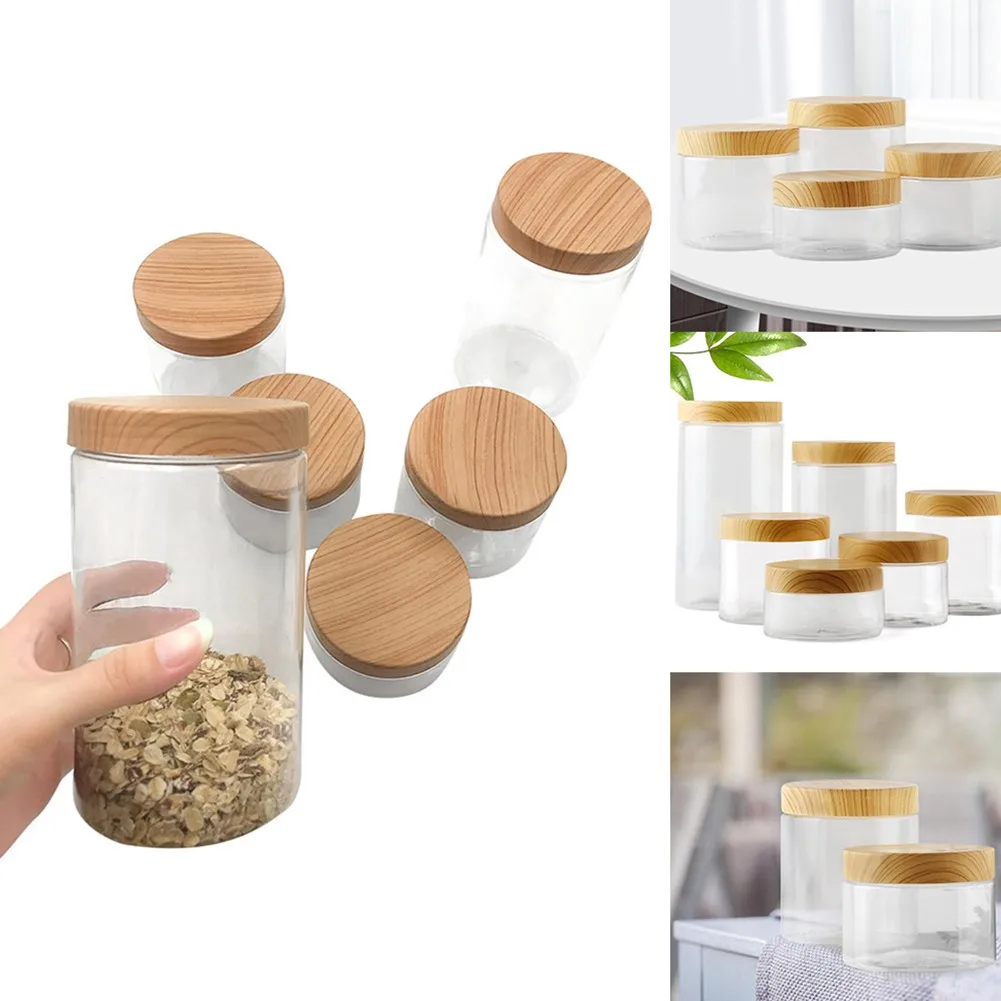 Wood Lid Plastic Airtight Canister Kitchen Storage Bottles Jar Sealed Food Container Tea Coffee Beans Grains Candy Jars Orgnizer
Wood Lid Plastic Airtight Canister Kitchen Storage Bottles Jar Sealed Food Container Tea Coffee Beans Grains Candy Jars Orgnizer
