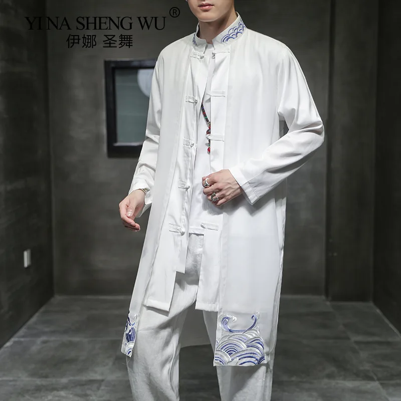 Black or White Medium Length Cape Jacket 2021 Autumn Chinese Style Cotton Hemp Casual Embroidery Stand Collar Buckle Hanbok Male
Black or White Medium Length Cape Jacket 2021 Autumn Chinese Style Cotton Hemp Casual Embroidery Stand Collar Buckle Hanbok Male