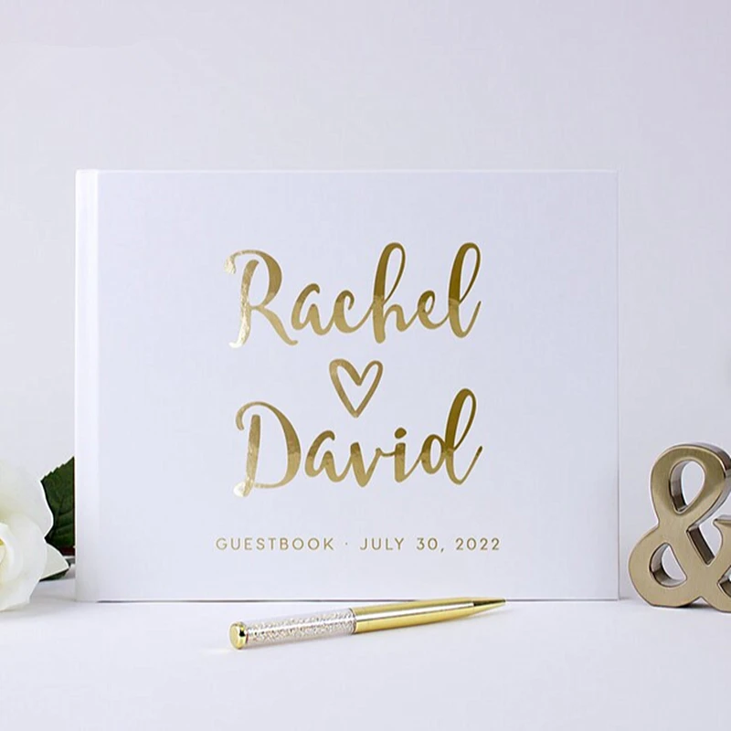 Personalized White Wedding Guest Book Gold Foil Guestbook,Wedding Photo Album Sign In Book Color Choices Available,Editable
Personalized White Wedding Guest Book Gold Foil Guestbook,Wedding Photo Album Sign In Book Color Choices Available,Editable