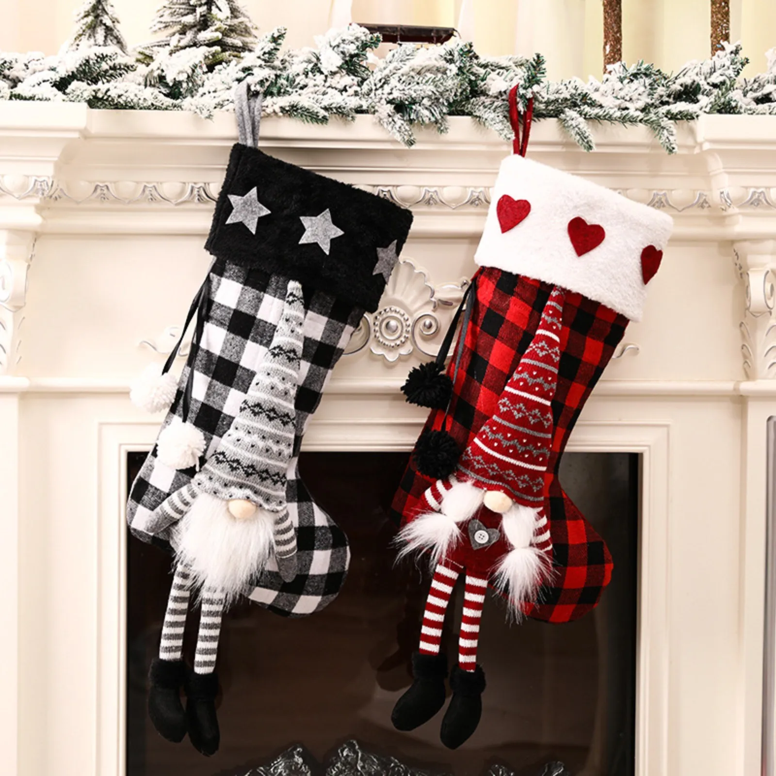 

Christmas Stockings Hanging Ornaments Gift Santa Claus Sock Gift Holders Kids Candy Bag Xmas Christmas Trees Decoration Stocking