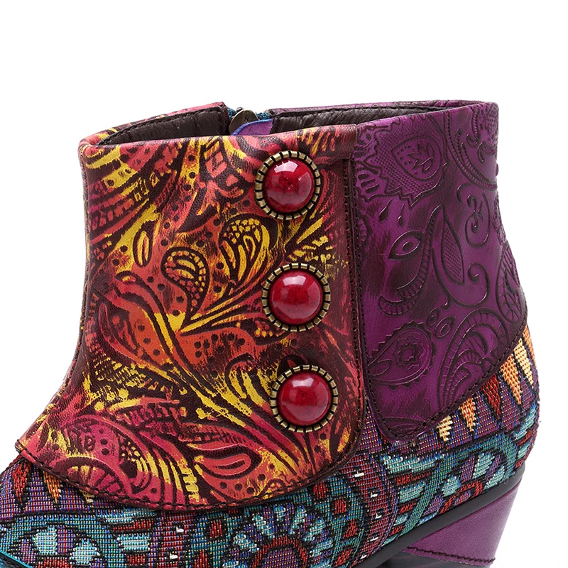 PU Leather Ankle Boots Women Shoes Bohemian Splicing Zip Handmade Spring Retro Block High Heels Women Boots New
PU Leather Ankle Boots Women Shoes Bohemian Splicing Zip Handmade Spring Retro Block High Heels Women Boots New