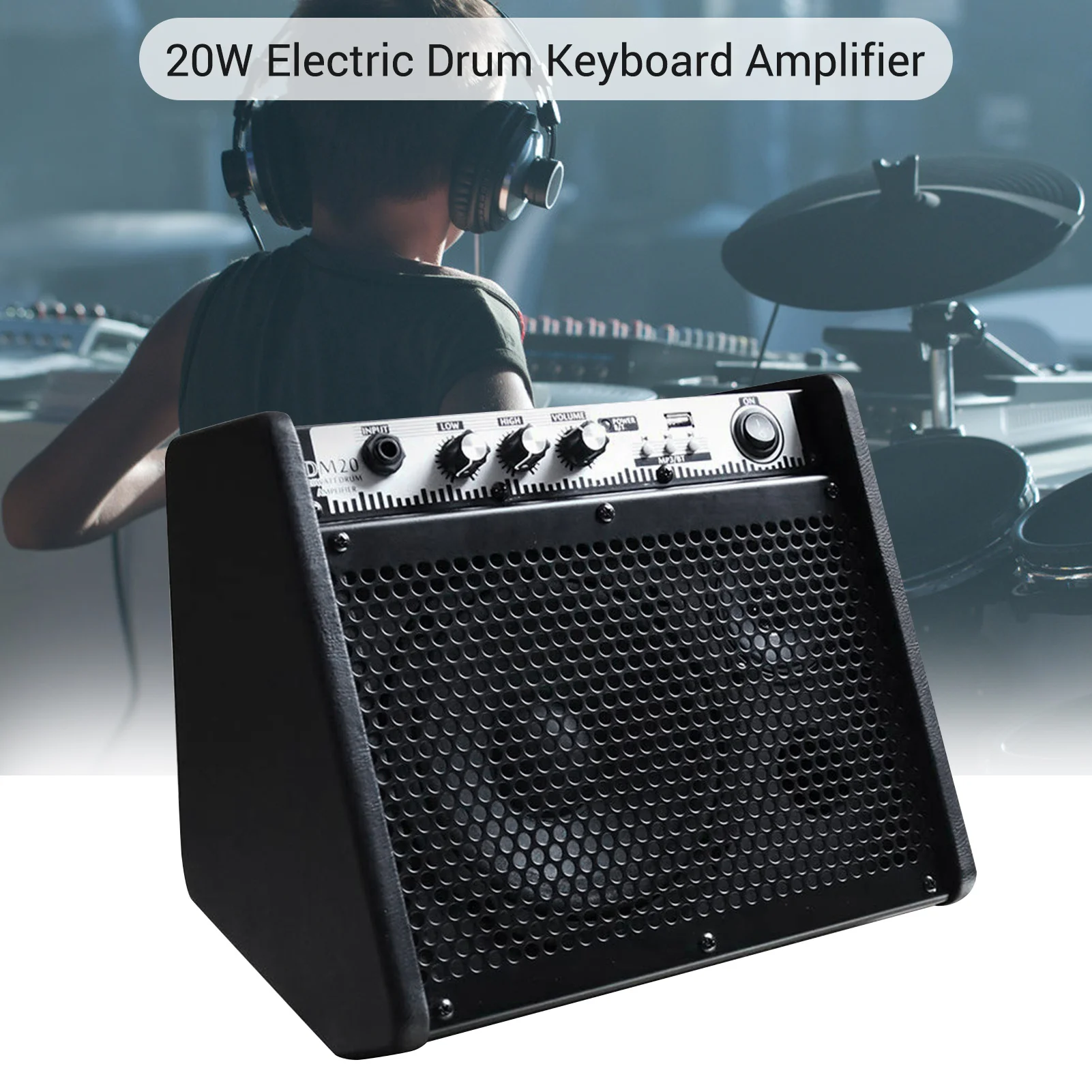 COOLMUSIC DM20 20W Electric Drum Amplifier Keyboard Amp Wireless BT Speaker 2-Band EQ Supports USB MP3 Player Function
COOLMUSIC DM20 20W Electric Drum Amplifier Keyboard Amp Wireless BT Speaker 2-Band EQ Supports USB MP3 Player Function
