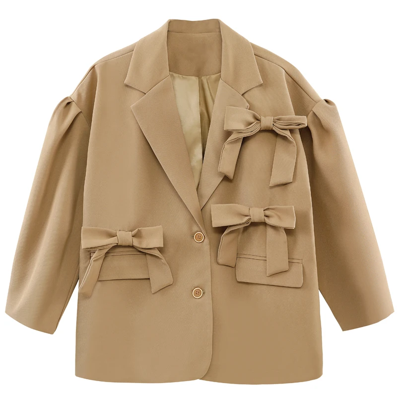 Blazer Coat Women's Three-dimensional Bowknot Puff Sleeve Khaki Suit Female Spring Autumn Retro Temperament Design Sense Jacket
Blazer Coat Women's Three-dimensional Bowknot Puff Sleeve Khaki Suit Female Spring Autumn Retro Temperament Design Sense Jacket