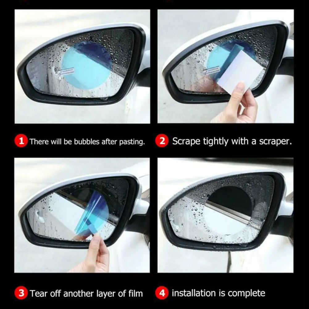 4Pcs Soft Anti Fog Film Car Rear Mirror Protective Film Window Clear Rainproof Rear View Mirror Protective Anti-glare Clear Film
4Pcs Soft Anti Fog Film Car Rear Mirror Protective Film Window Clear Rainproof Rear View Mirror Protective Anti-glare Clear Film