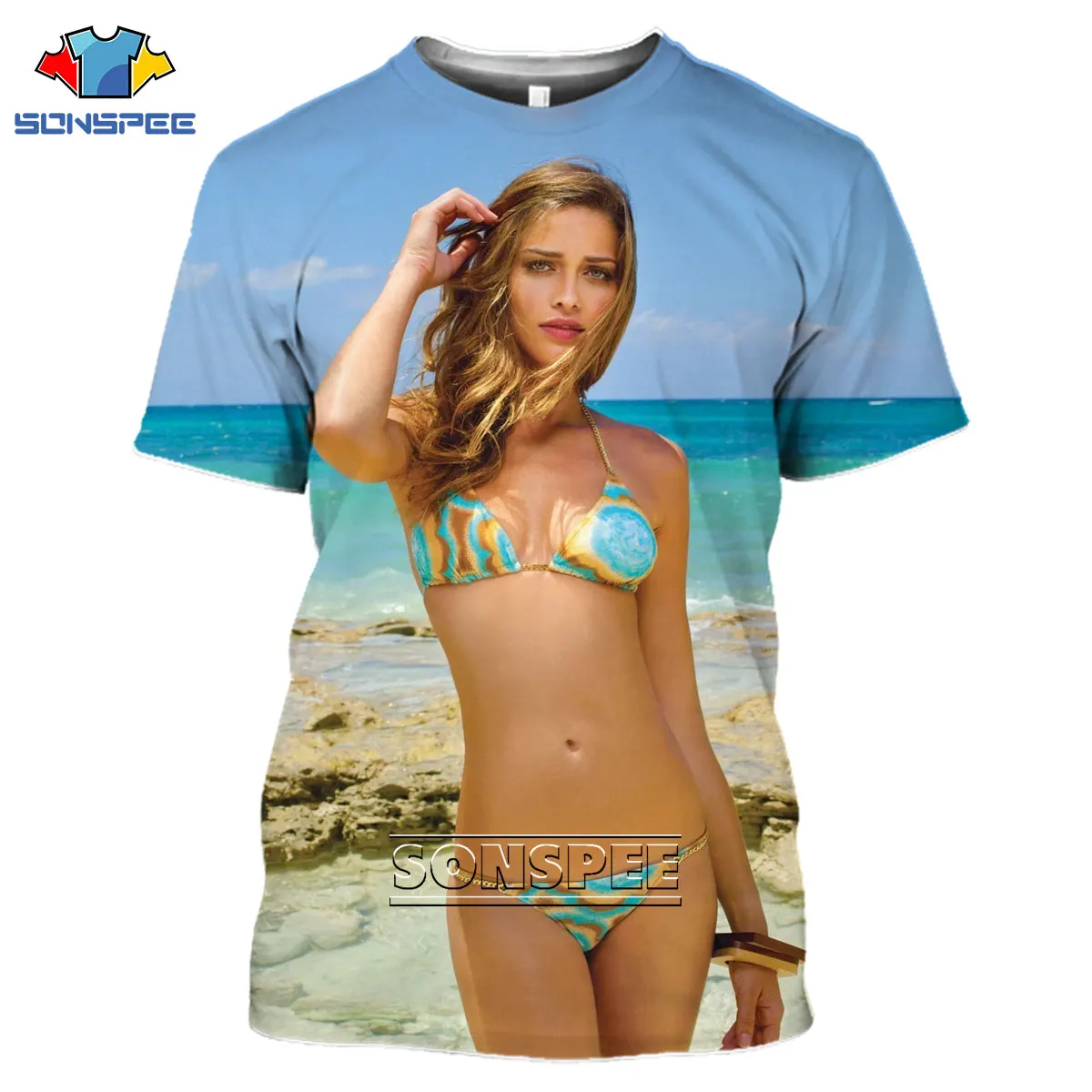 Сексуальное 3D бикини SONSPEE красивые футболки с принтом летние пляжные