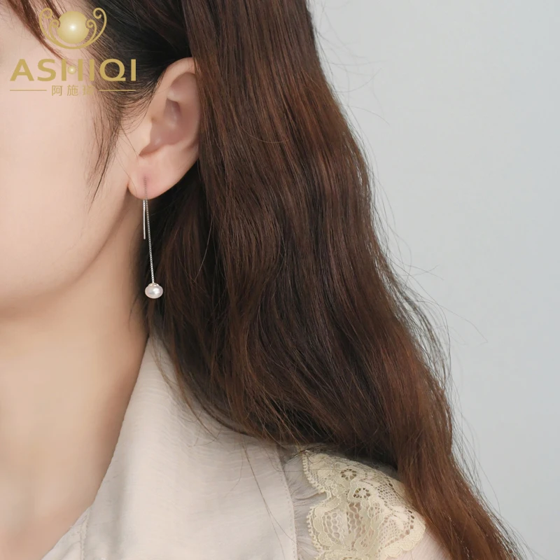 ASHIQI 925 Sterling Silver Natural Freshwater Pearl Long Earrings Fashion Jewelry for Women
ASHIQI 925 Sterling Silver Natural Freshwater Pearl Long Earrings Fashion Jewelry for Women